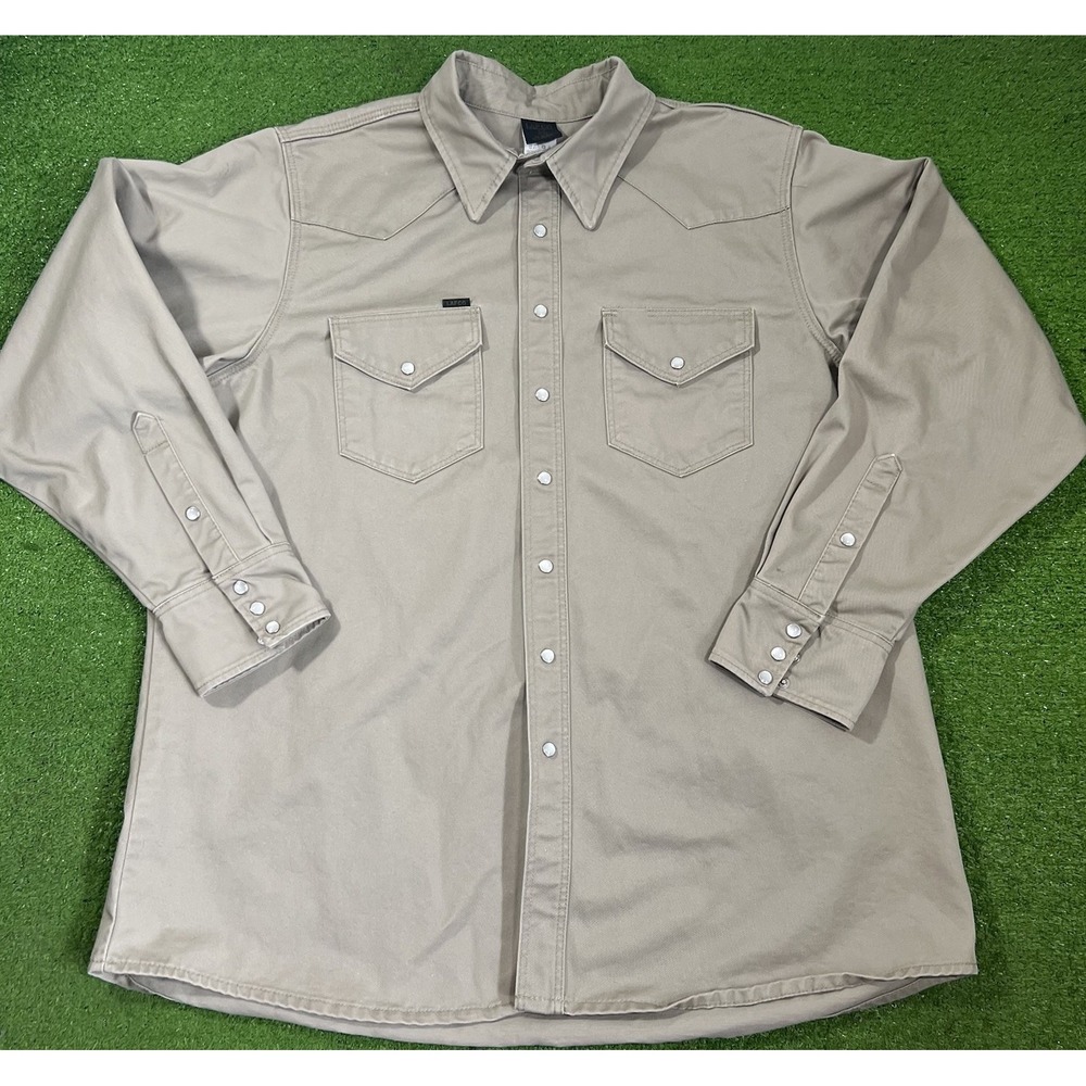 Vintage LAPCO Welder Shirt 2XL 18-37‎ Thick Heavy Canvas Pearl Snap 90s Work